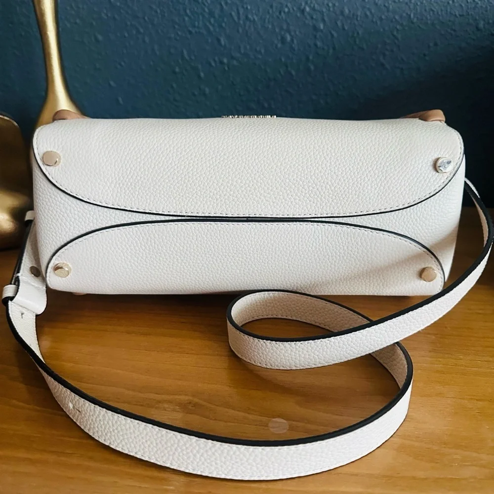 NWT Kate Spade Cream and Tan Satchel with Structured Design & Woven Accents